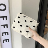 Heart Print Applique Tote Bag / Crossbody Bag / Handbag / Makeup Pouch